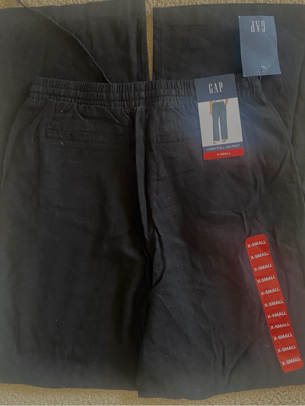 XSMALL.  GAP LINEN DRAWSTRING PANTS - Picture 7 of 9